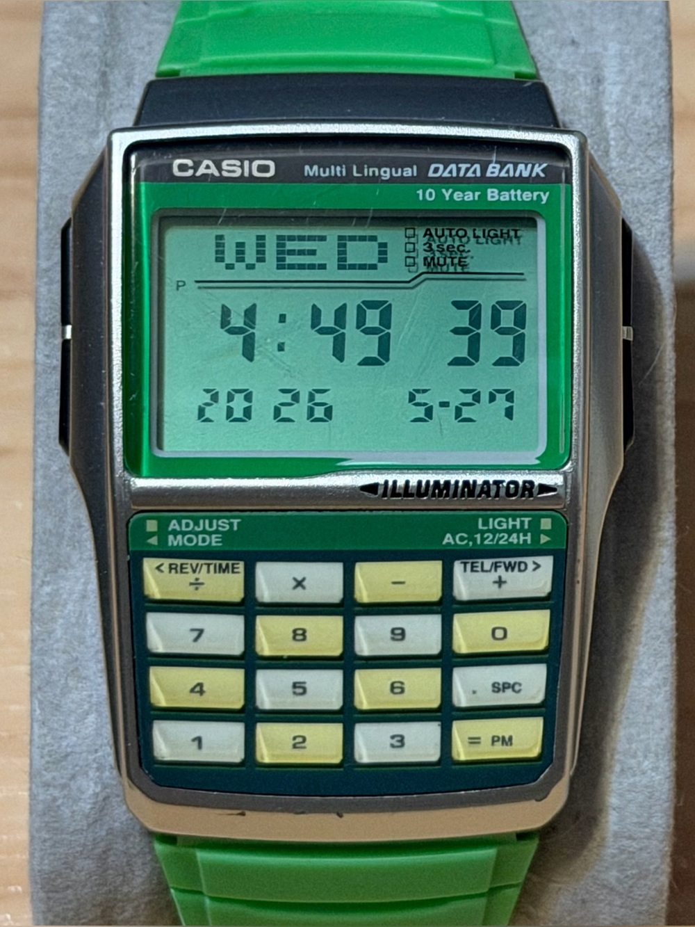 Casio DBC-32C-3BJF Multi Lingual Data Bank Green Men's Digital Watch 2888 DBC-32
